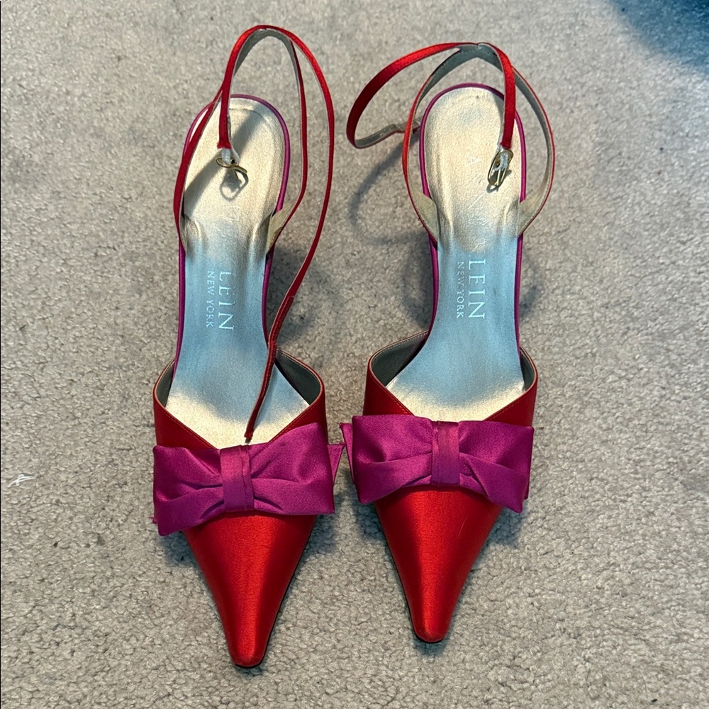 Red and Pink Anne Klein Bow Heels